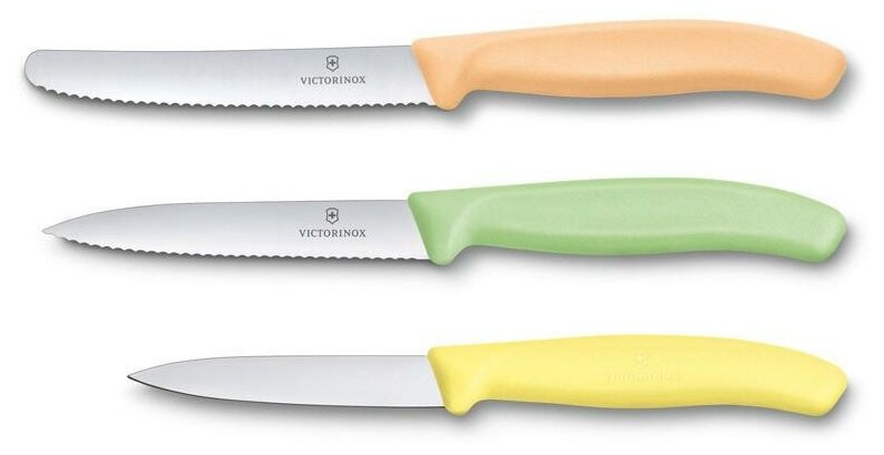 Набор из 3 ножей VICTORINOX 6.7116.34L1 Swiss Classic: 2 ножа для овощей и фруктов 8 и 10 см, столовый нож 11 см