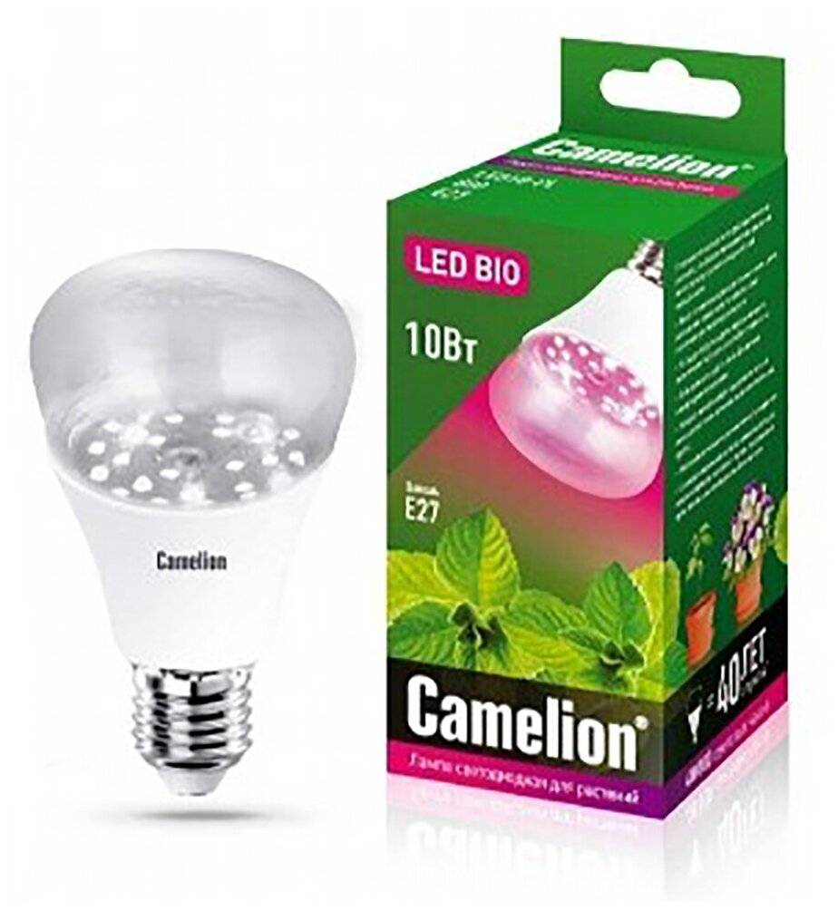 Лампа светодиодная для растений Camelion 10 Вт LED10-PL/BIO/E27 - фотография № 1