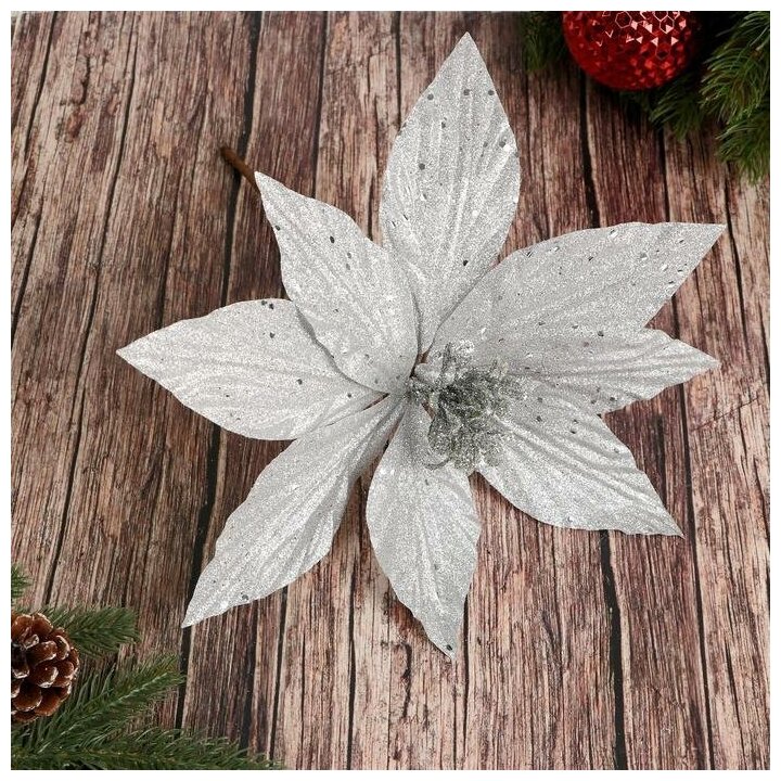 Зимнее волшебство Декор "Холодный цветок" 26х20 см, серебро