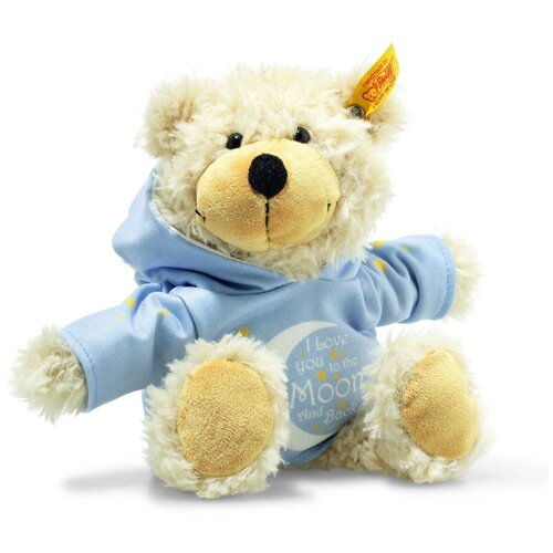 фото Мягкая игрушка steiff charly love you dangling teddy bear with hoody (штайф медвежонок тедди в голубом худи)