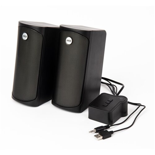 Акустическая система Computer Speaker 2.0 HIPER Knight (H-TK8), gaming line, 10 Wt, RGB backlight, USB + Jack 3.5mm + Bluetooth, black, wired remote control