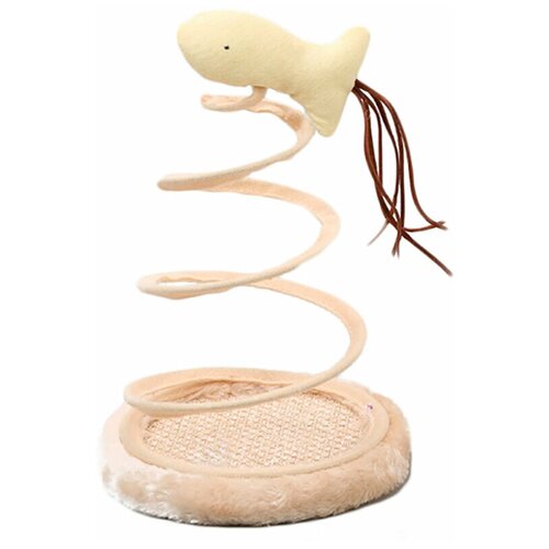 Игрушка когтеточка для кошек рыбка на пружине бежевая 23х145х23 см 693₽