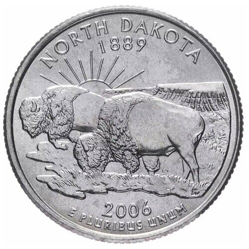 Монета 25 центов Северная Дакота. Штаты и территории. США Р 2006 UNC монета 25 центов квотер 1 4 доллара штаты и территории колорадо сша 2006 г в состояние unc без обращения