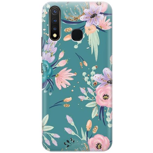 фото Re:pa накладка transparent для vivo y19 с принтом "цветы и золотые блестки"