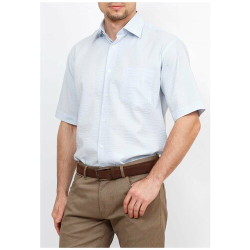 фото Рубашка мужская короткий рукав greg gb211/309/320, прямой силуэт / сlassic fit, цвет голубой, рост 174-184, размер ворота 39