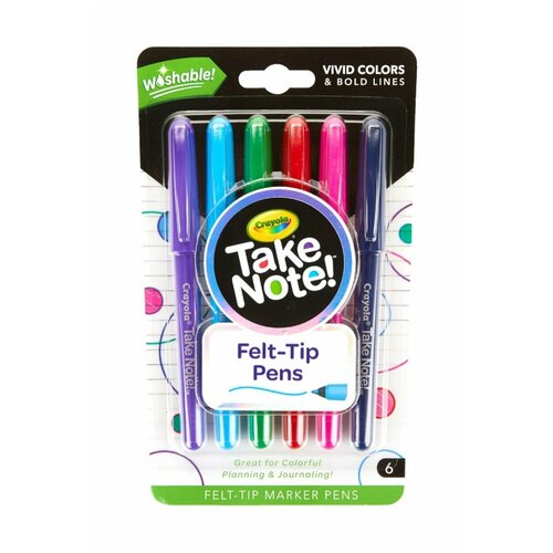 Crayola Crayola Смываемые ультратонкие фломастеры Take Note, 6 шт. 58-6532 фломастеры crayola для рисования по стеклу 8 шт