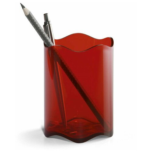Стаканчик для ручек и карандашей DURABLE TREND, прозрачно-красный настольный органайзер для мелочей durable trend прозрачно синий