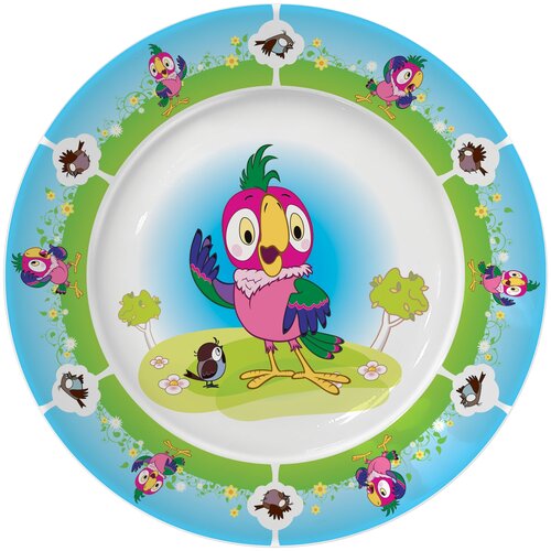 фото Priority тарелка мелкая попугай кеша 20 см голубой/зеленый