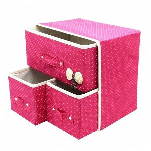 Складной мини-комод с 3 ящиками, 29х20х28 см, розовый