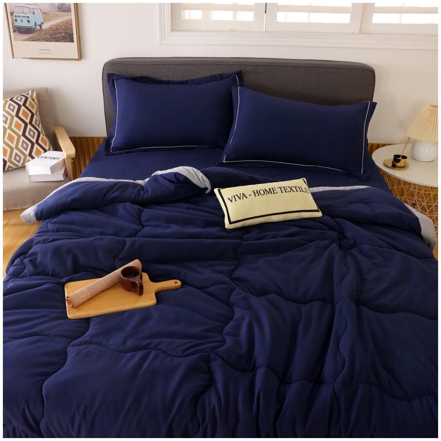 Комплект постельного белья Однотонный Сатин с Одеялом FB012 - фотография № 4