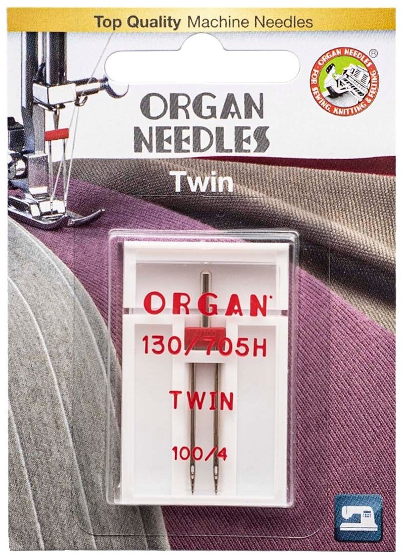 Игла/иглы Organ Twin 100/4, серебристый