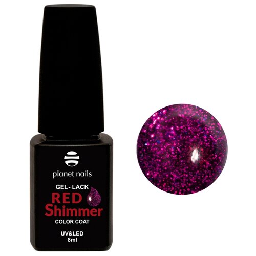 Planet nails Гель-лак Red Shimmer, 8 мл, 835