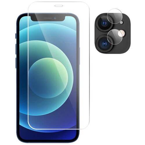 Защитное стекло на Apple iPhone 12 (Гибридное - пленка + стекловолокно) на Экран и Камеру Brozo Hybrid Glass защитное стекло на apple iphone 12 iphone 12 pro гибридное пленка стекловолокно brozo hybrid glass