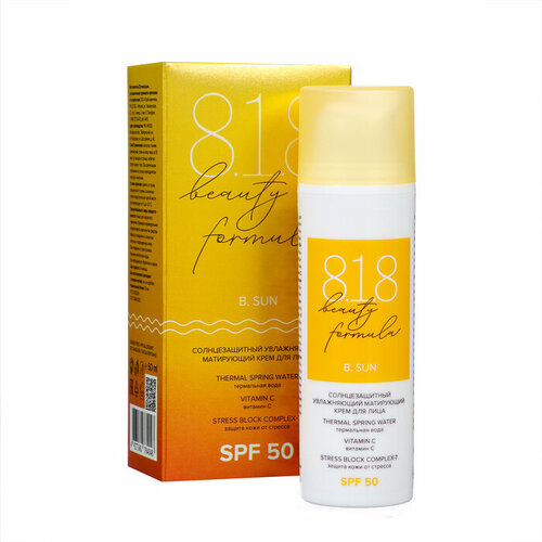 8.1.8 beauty formula Солнцезащитный увлажняющий матирующий крем для лица 818 beauty formula estiqe SPF 50, 50 мл