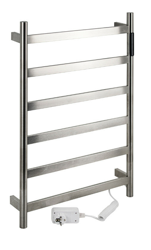 фото Полотенцесушитель KRAFTTE 44044 хром матовый электрический 480 х 730 х 90 мм на 6 перекладин