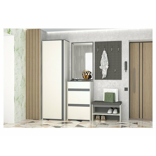 Модульная прихожая Иннэс 12 Набор 3 Графит Миндаль 30084₽