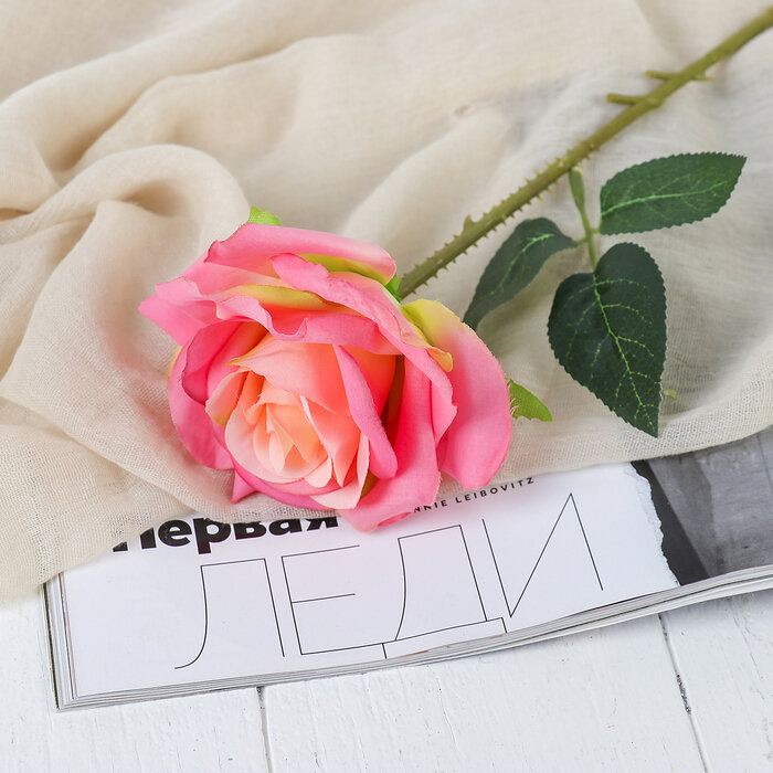 Цветы искусственные 'Роза Гран При' 7 46 см розовый