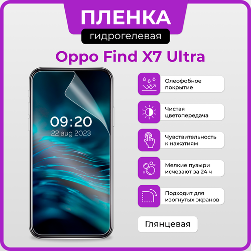 Гидрогелевая защитная плёнка для Oppo Find X7 Ultra / глянцевая плёнка