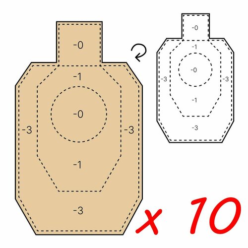 Мишень IDPA метрическая (с белой стороной) 760*460 мм, 10 шт