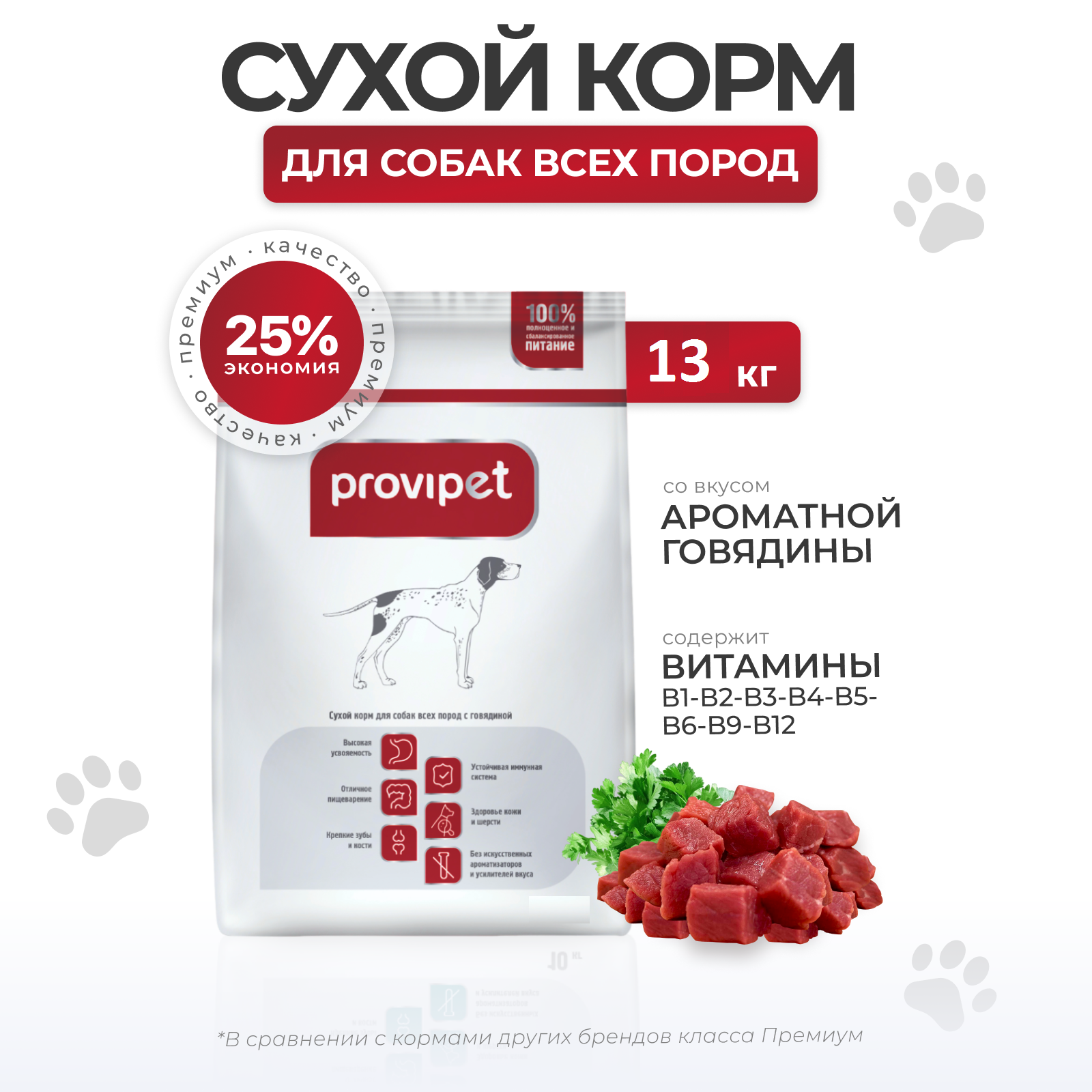 Сухой корм для собак Provipet с Говядиной 13 кг