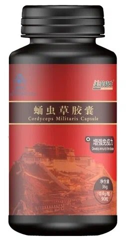 Порошок кордицепса милитарис китайского Zang Gao Zhu Feng Brand Cordyceps millitaris capsule, адаптоген и природный энергетик, 90 капсул по 0,4 гр