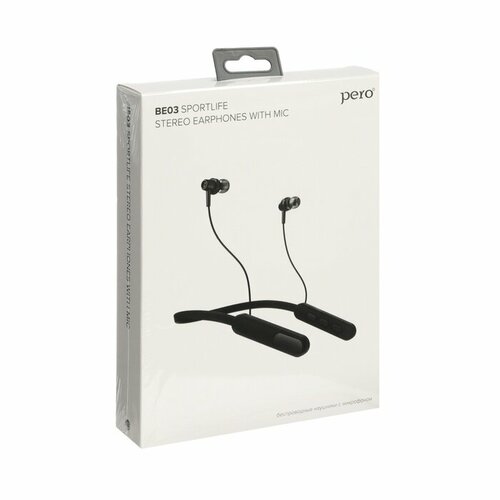 Наушники PERO BE03 SPORTLIFE беспроводные вакуумные микрофон 200мАч до 20 часов черные комплект из 2 шт 3844₽