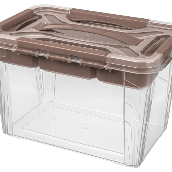Контейнер универсальный с замками и вставкой-органайзером «GRAND BOX», коричневый, 29*19*18см, 6,65л
