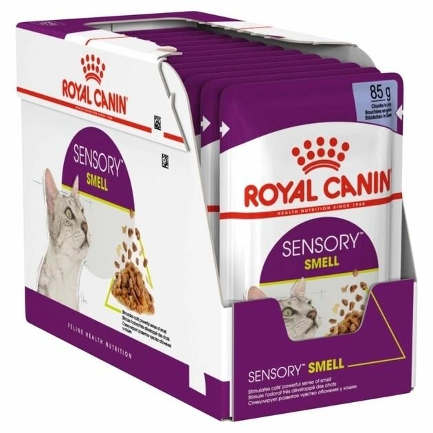 Royal Canin Sensory Smell Влажный корм для взрослых кошек, стимулирующие обонятельные рецепторы, кусочки в желе 12*85 г