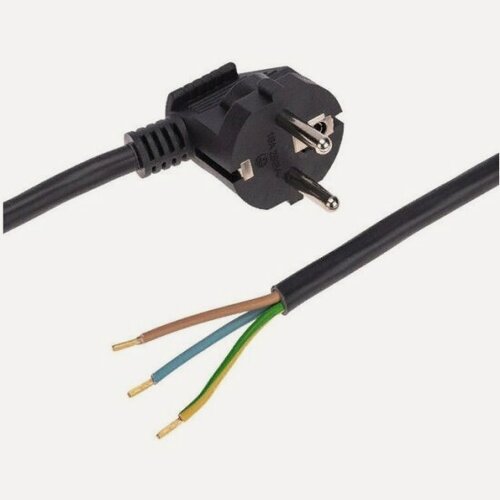 Изображение товара Сетевой шнур Rexant с вилкой, ПВС 3х1.5 кв. мм, 2 м, медь, черный