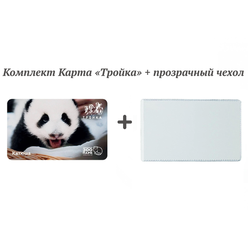 Карта Тройка панда Катюша + чехол-карман, прозрачный