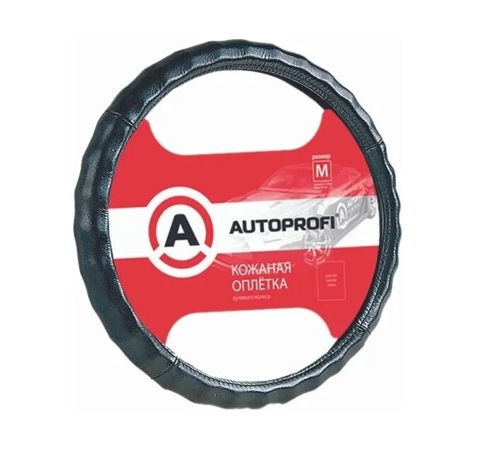 Оплётка руля Autoprofi AP-265 BK (M) Натуральная кожа черный M