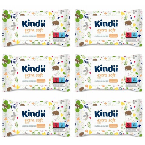 KINDII Extra Soft Влажные салфетки детские, 60 шт/уп, 6 шт kindii extra soft влажные салфетки детские 60 шт уп 9 шт