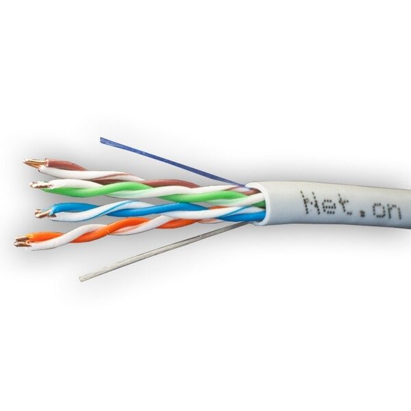 Комплект: Интернет кабель витая пара UTP4 cat.5e, одножильный Fluke test с коннектором rj45 и колпачками rj45, 20 метров