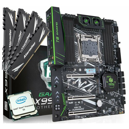 Материнская плата Huananzhi X99 F8 Gaming в комплекте с Intel Xeon E5 2673v4 (20 ядер / 40 потоков) + 64 (16*4) Гб DDR4 REG ECC 2400 мГц
