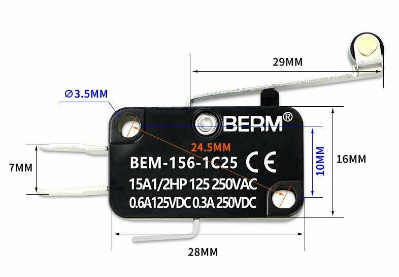 Концевой переключатель BEM-156-1C25 250VAC 15A — фото 1