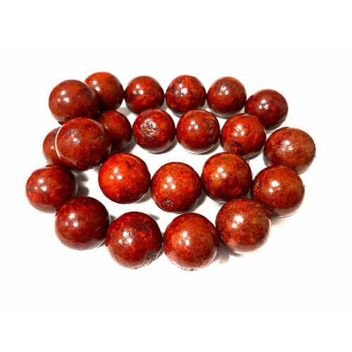 Бусины коралл красный губчатый шар гладкий 18 мм (19 см, 11 бусин), Suntrim