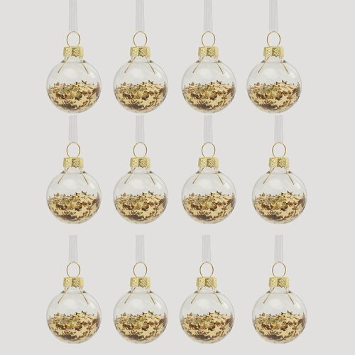 Изображение товара Набор елочных игрушек, 4 см, 12 шт, стекло, Шар со звездами, Ball filler
