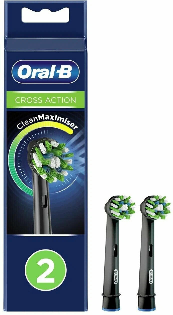 Набор насадок Oral-B Cross Action CleanMaximiser для электрической щетки, черный, 2 шт.