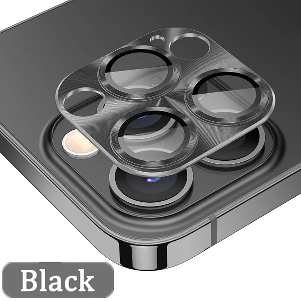 Металлическая защитная пленка для объектива камеры для iPhone 16, Pro 13, 11, 12, 14, 15, Pro Max Plus, закаленное стекло для iPhone, мини-защита камеры, Black, For iPhone13Pro(Max)