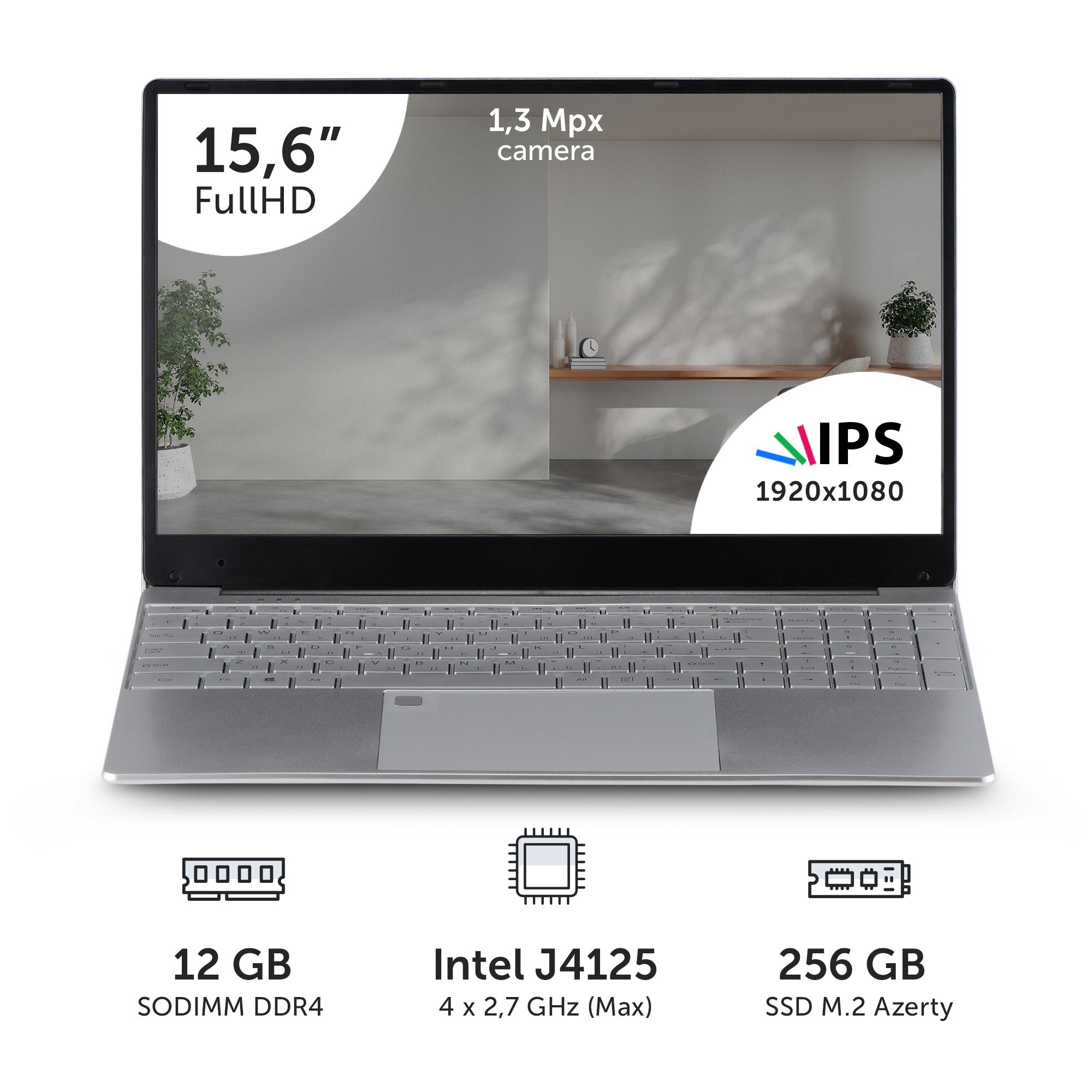 Ноутбук Azerty AZ-1505 (15.6" IPS 1920x1080, Intel J4125 4x2.0 ГГц, 12 Гб DDR4, 256 Гб SSD)