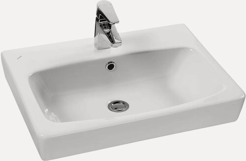 Изображение товара Мебельная раковина Santek Нео 55 накладная, подвесная, фарфоровая, со встроенным сливом-переливом, белая, глянцевая, раковина для ванной, прямоугольная