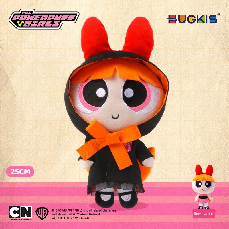 Плюшевая кукла Powerpuff Girls Blossom в колледжском костюме с волшебным плащом - мягкая игрушка для детей, 25 см