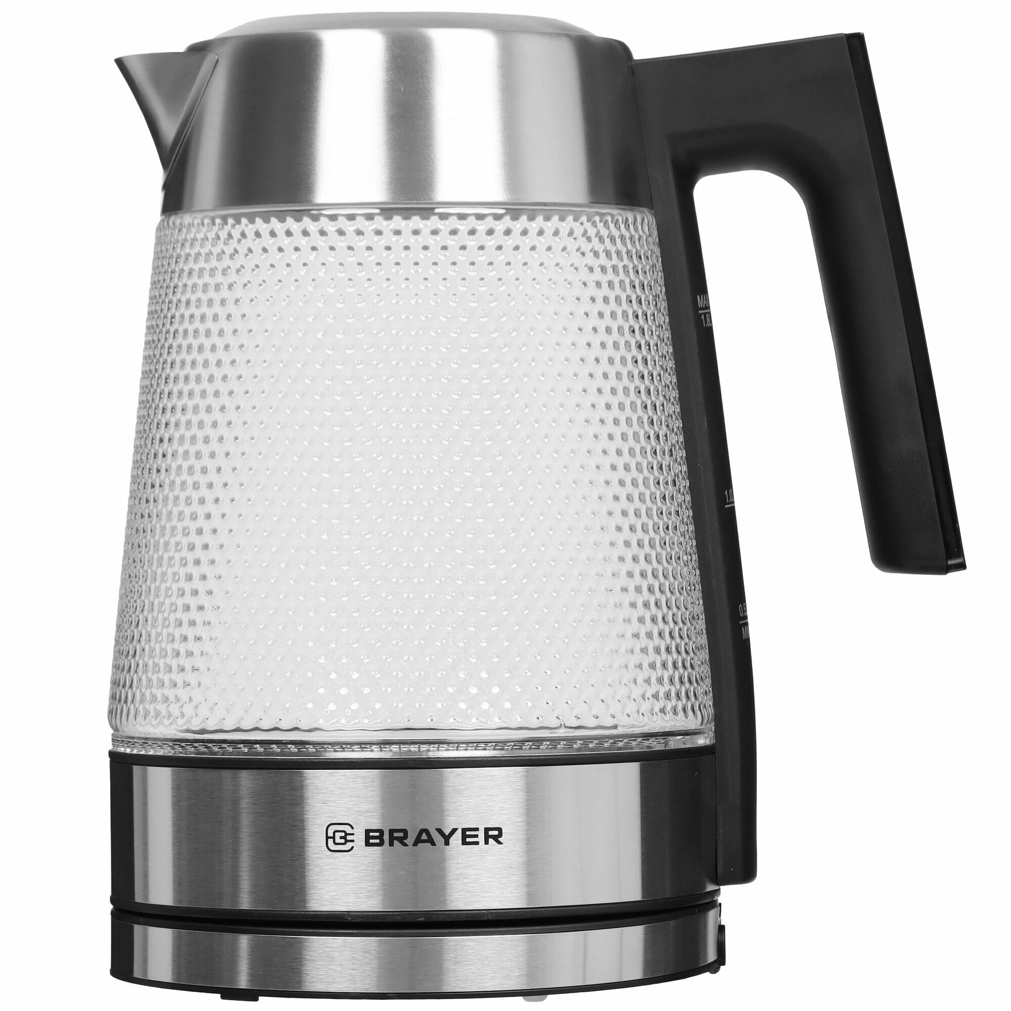 Электрочайник Mivis Brayer BR1079, стекло, съемный, терморегулятор