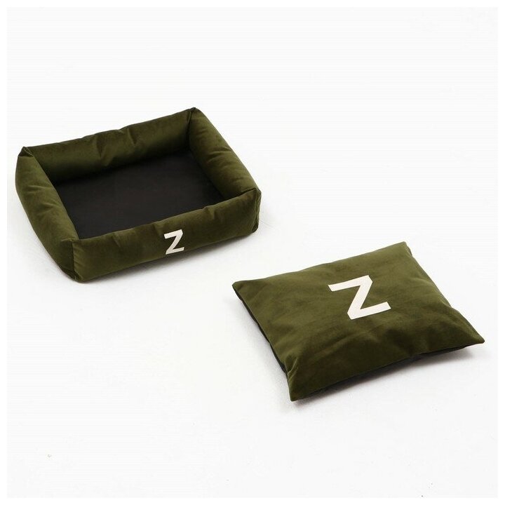 Лежанка "Z", 53 х 44 х 11 см, зелёная, мебельная ткань - фотография № 5