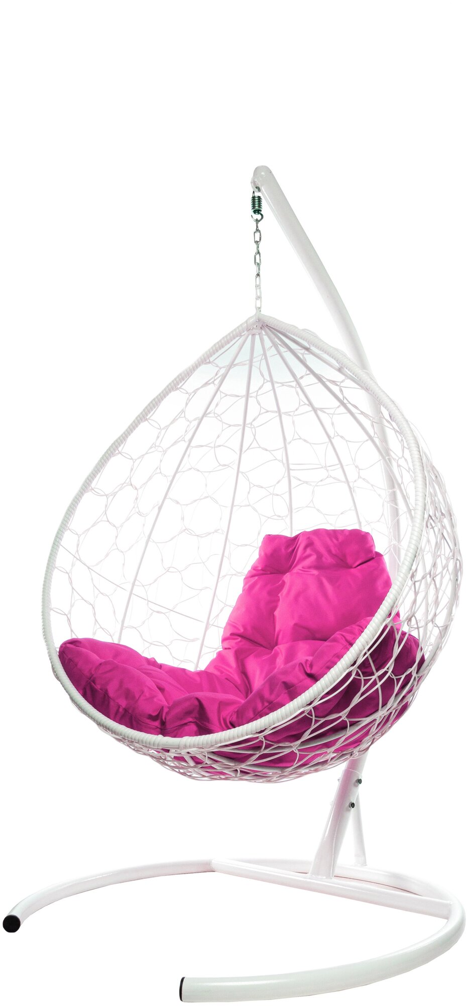 Подвесное кресло m-group капля ротанг белое, розовая подушка - фотография № 1