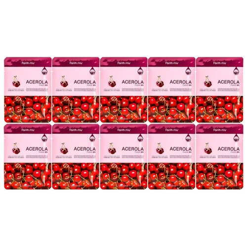 Farmstay Visible Difference Mask Sheet Acerola с экстрактом ацеролы, 300 г, 23 мл, 10 уп.