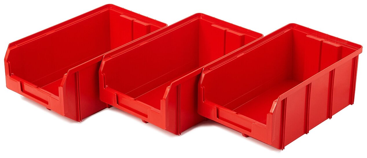 Пластиковый ящик Стелла-техник V-3-К3-красный , комплект 3 штуки