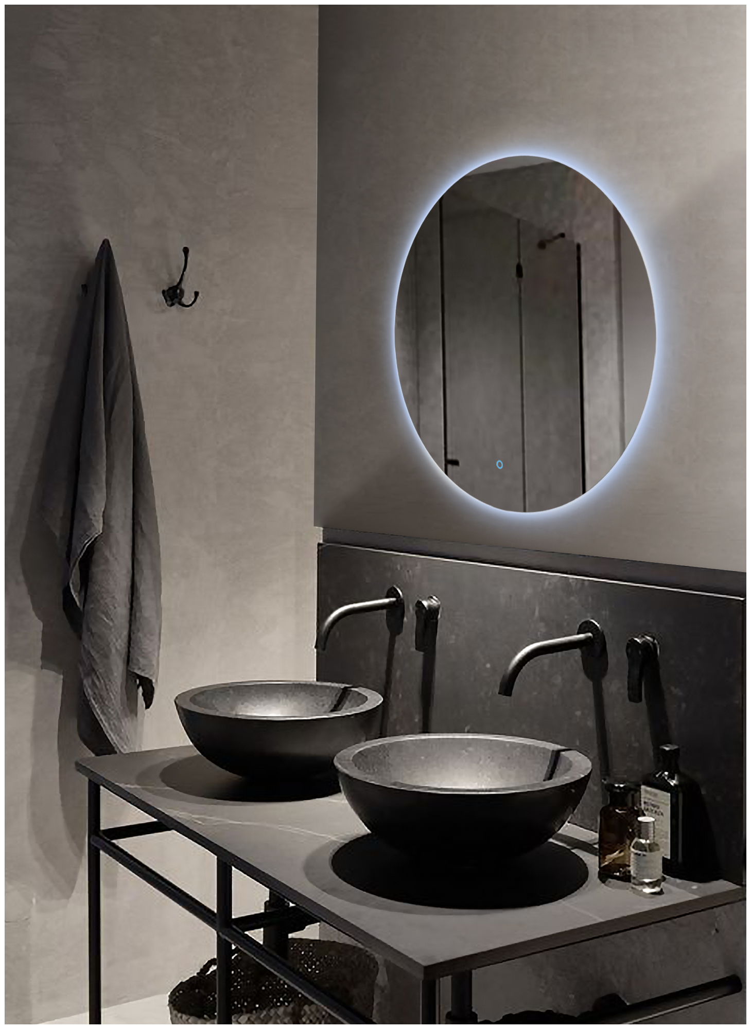 Зеркало для ванной Sun D60 круглое "парящее" с холодной LED-подсветкой - фотография № 8