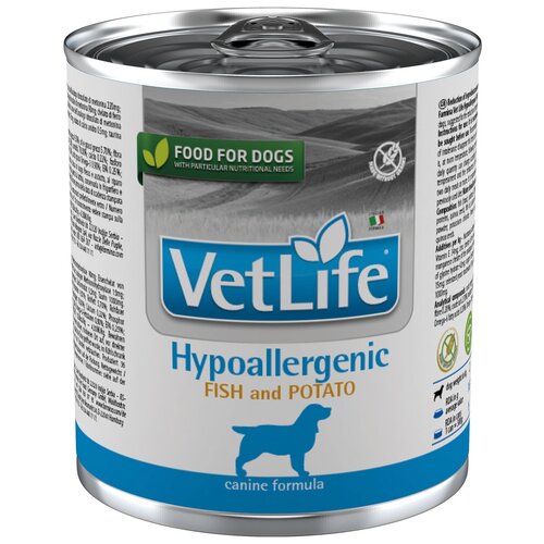 Влажный корм для собак Farmina Vet Life при аллергии, гипоаллергенный, рыба, с картофелем 1 уп. х 1 шт. х 300 г