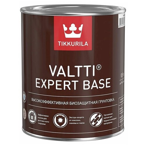 Грунт-антисептик TIKKURILA Valtti Expert Base, бесцветный, 0.9л [700009578] грунтовка антисептик tikkurila valtti primer 0 9 л